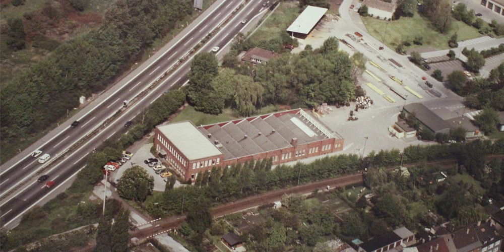 Luftaufnahme vom Gebäude am Grenzweg von 1961
